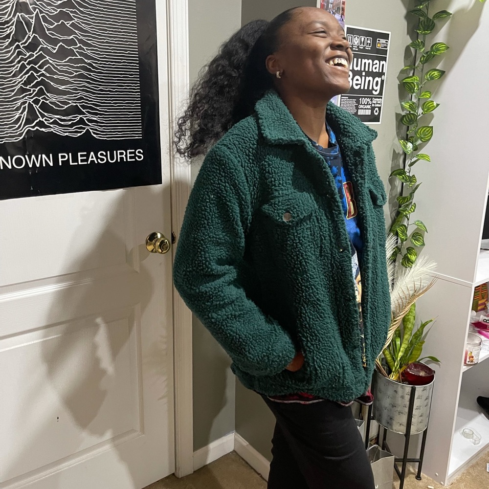 Green Teddy Trucker Jacket